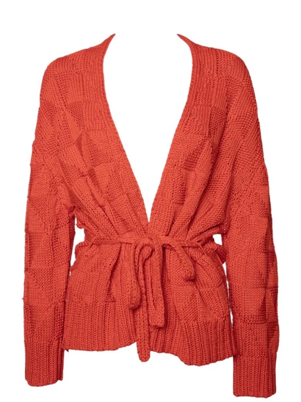 Dries Van Noten Coral Knit Belted Cardigan